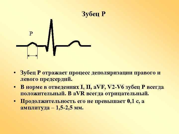 Зубец Р Р • Зубец Р отражает процесс деполяризации правого и левого предсердий. •