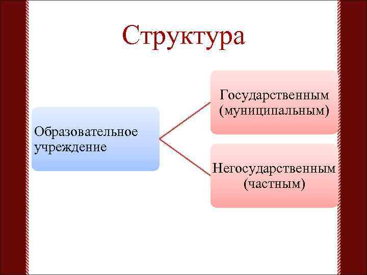 Структура Государственным (муниципальным) Образовательное учреждение Негосударственным (частным) 