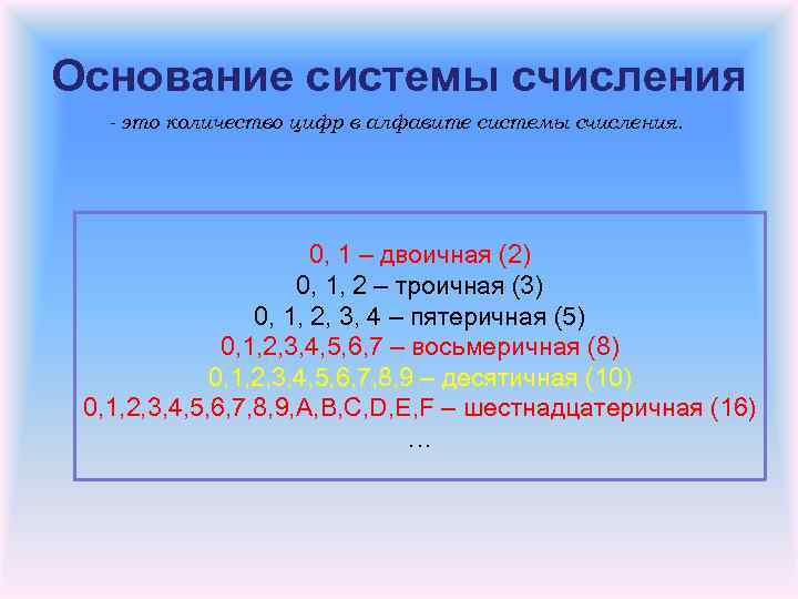 Основание системы счисления записывается. Основание системы счисления. Основаниесистксы счисления. Основание системы счисления числа. Основание этой системы счисления.