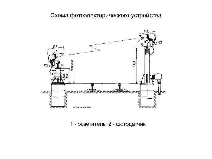Схема фотоэлектирического устройства 1 - осветитель; 2 - фотодатчик 
