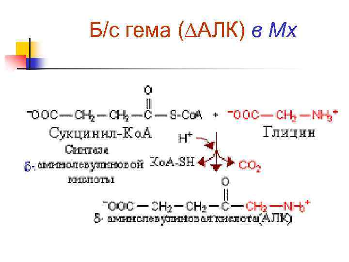 Б/с гема (∆АЛК) в Мх 
