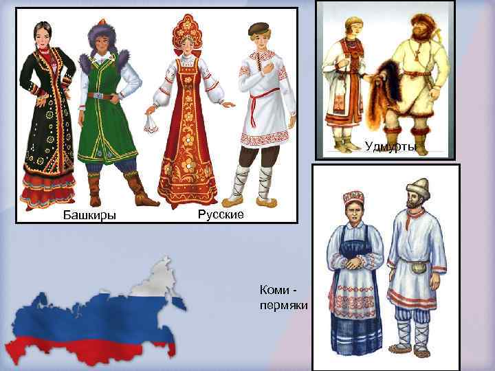 Удмурты Башкиры Русские Коми пермяки 
