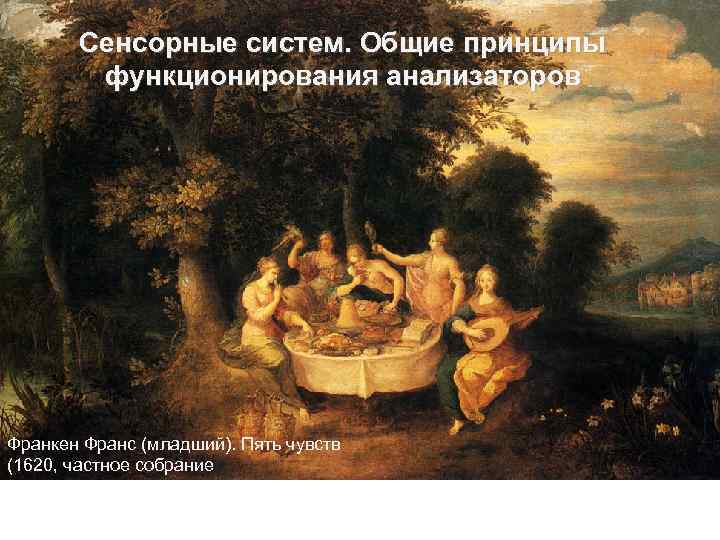 Сенсорные систем. Общие принципы функционирования анализаторов Франкен Франс (младший). Пять чувств (1620, частное собрание