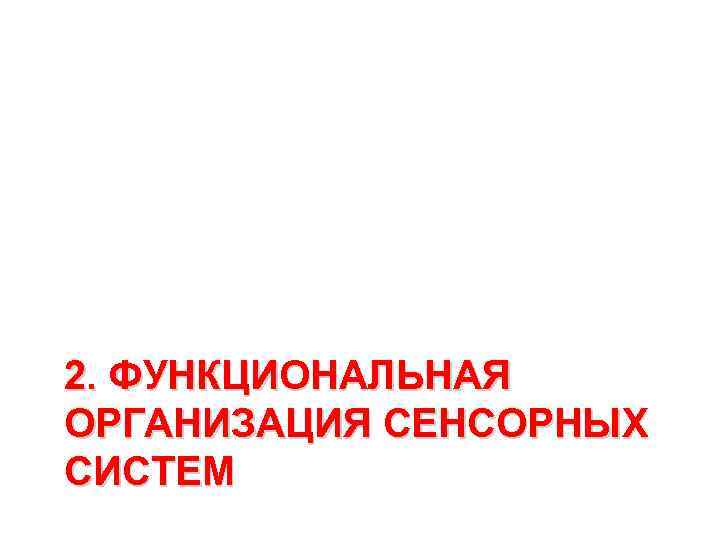 2. ФУНКЦИОНАЛЬНАЯ ОРГАНИЗАЦИЯ СЕНСОРНЫХ СИСТЕМ 