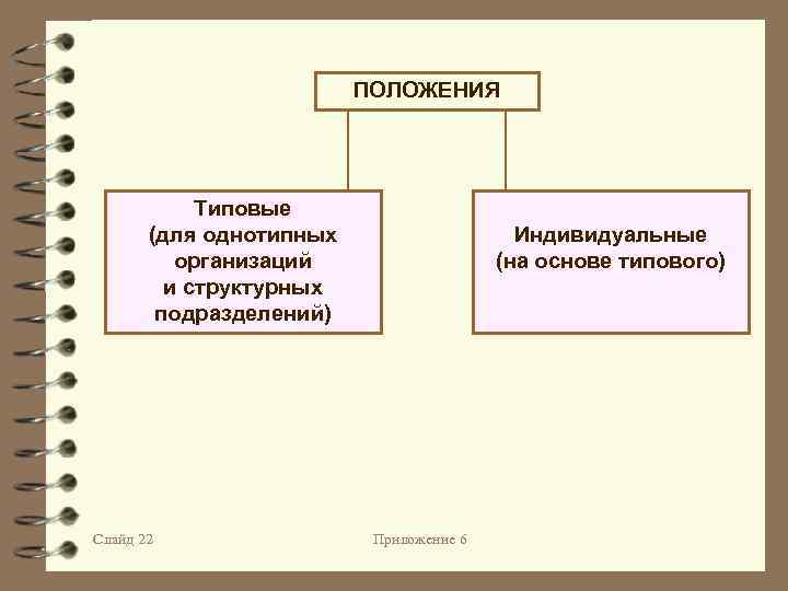 ПОЛОЖЕНИЯ Типовые (для однотипных организаций и структурных подразделений) Слайд 22 Индивидуальные (на основе типового)