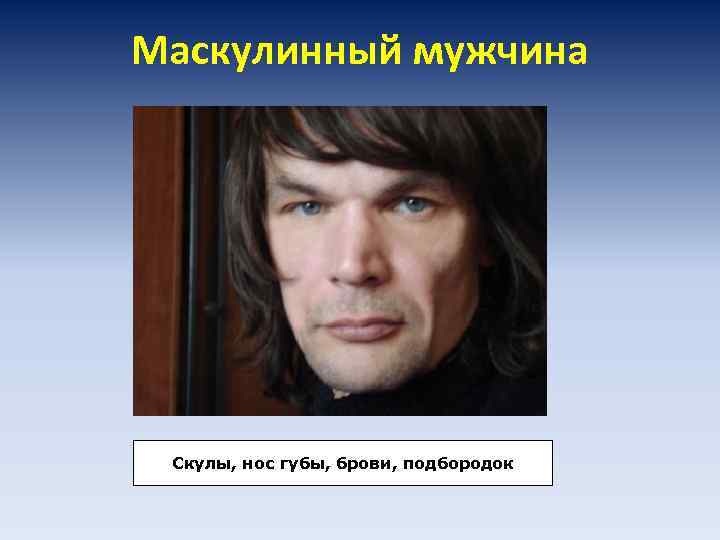 Маскулинный мужчина Скулы, нос губы, брови, подбородок 