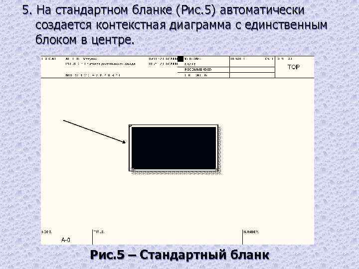 5. На стандартном бланке (Рис. 5) автоматически создается контекстная диаграмма с единственным блоком в