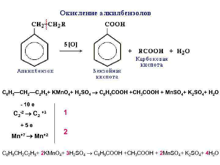 C 6 H 5—CH 2—C 2 H 5+ KMn. O 4+ H 2 SO