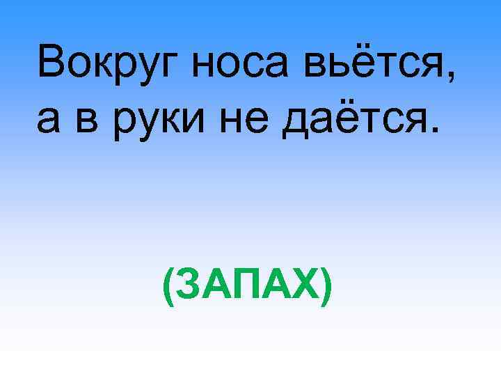 Вокруг носа вьётся, а в руки не даётся. (ЗАПАХ) 