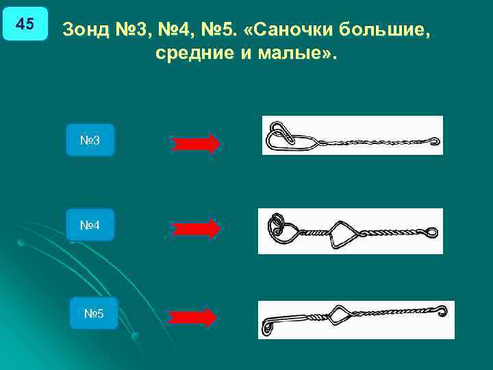 45 Зонд № 3, № 4, № 5. «Саночки большие, средние и малые» .