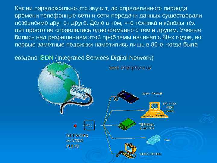 Как ни парадоксально это звучит, до определенного периода времени телефонные сети и сети передачи