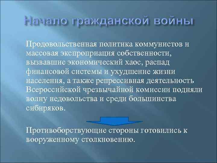 Продовольственная политика коммунистов и массовая экспроприация собственности, вызвавшие экономический хаос, распад финансовой системы и