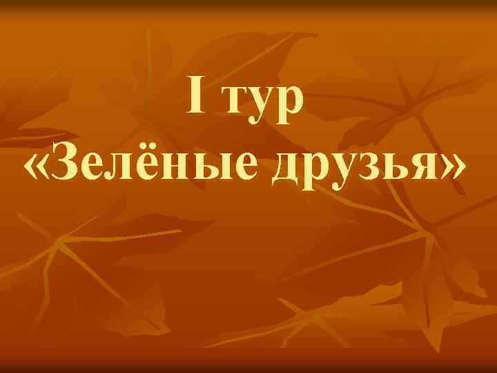 I тур «Зелёные друзья» 
