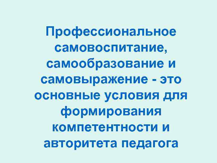 Профессиональное самовоспитание, самообразование и самовыражение - это основные условия для формирования компетентности и авторитета