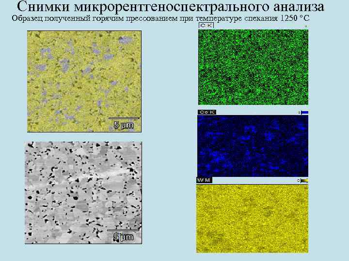 Снимки микрорентгеноспектрального анализа Образец полученный горячим прессованием при температуре спекания 1250 °С 