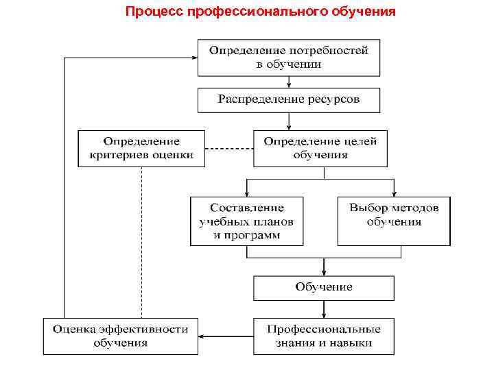 Процесс профессионального образования. Этапы непрерывной профессиональной подготовки. Модель непрерывного обучения персонала. Рис. 1 - процесс профессионального обучения.