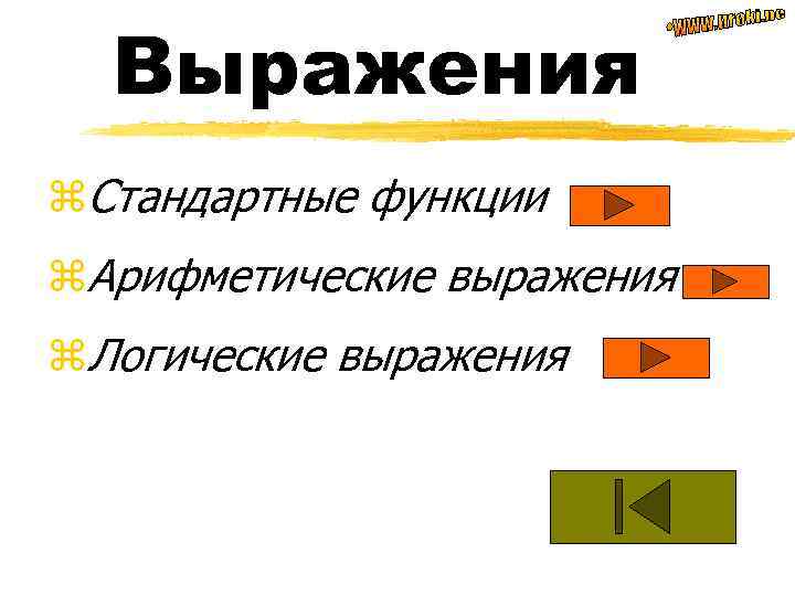 Выражения z. Стандартные функции z. Арифметические выражения z. Логические выражения 
