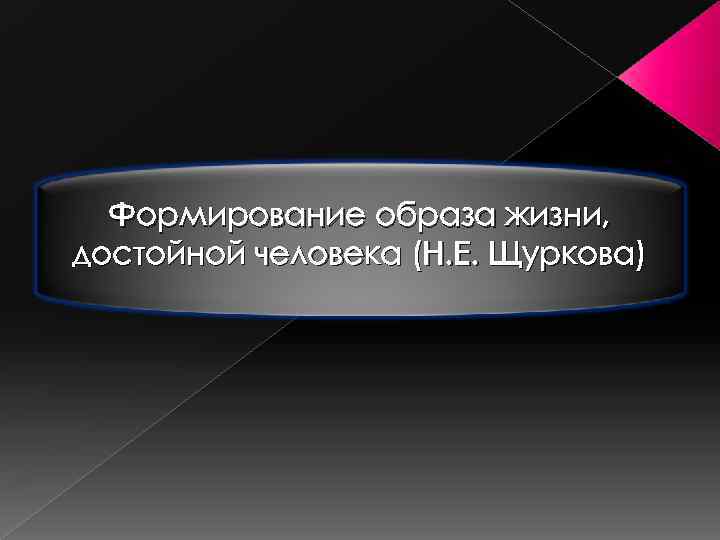Формирование образа жизни, достойной человека (Н. Е. Щуркова) 