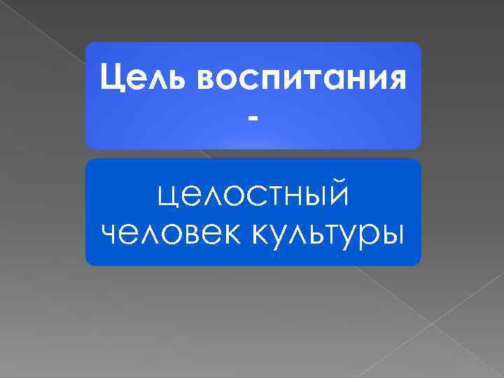 Цель воспитания целостный человек культуры 