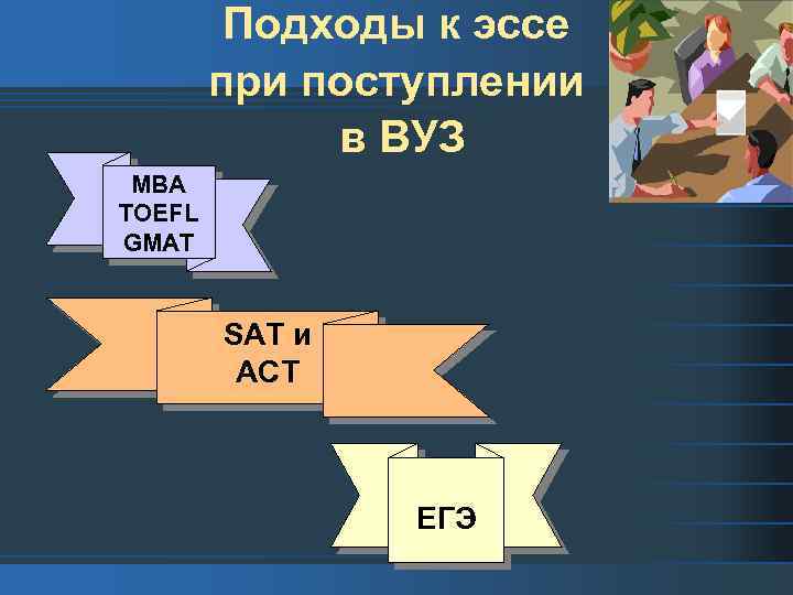 Подходы к эссе при поступлении в ВУЗ МВА TOEFL GMAT SAT и ACT ЕГЭ