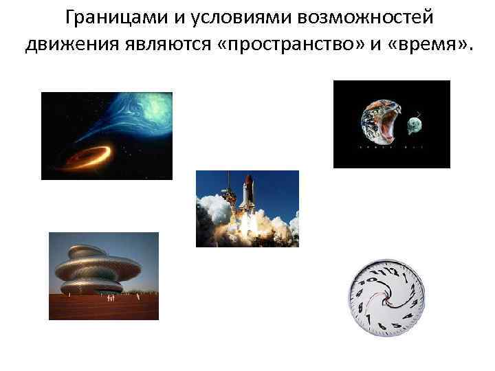 Границами и условиями возможностей движения являются «пространство» и «время» . 