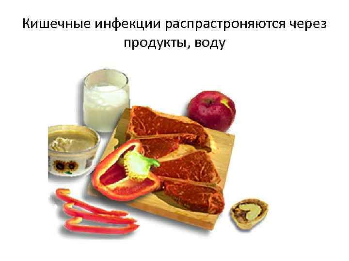 Кишечные инфекции распрастроняются через продукты, воду 