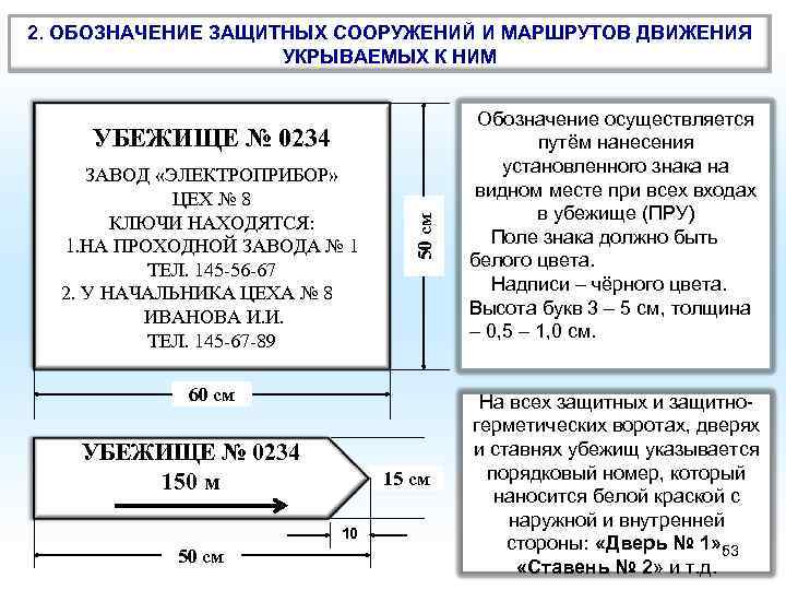 Указатель убежище установленного образца