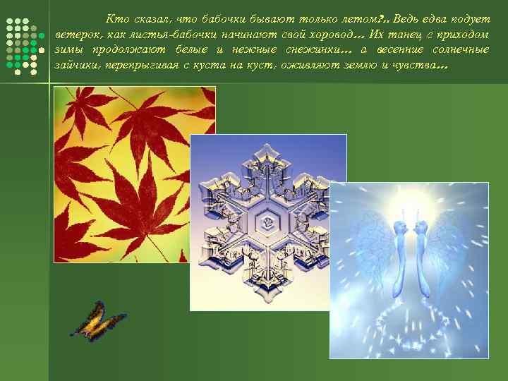 Кто сказал, что бабочки бывают только летом? . . Ведь едва подует ветерок, как