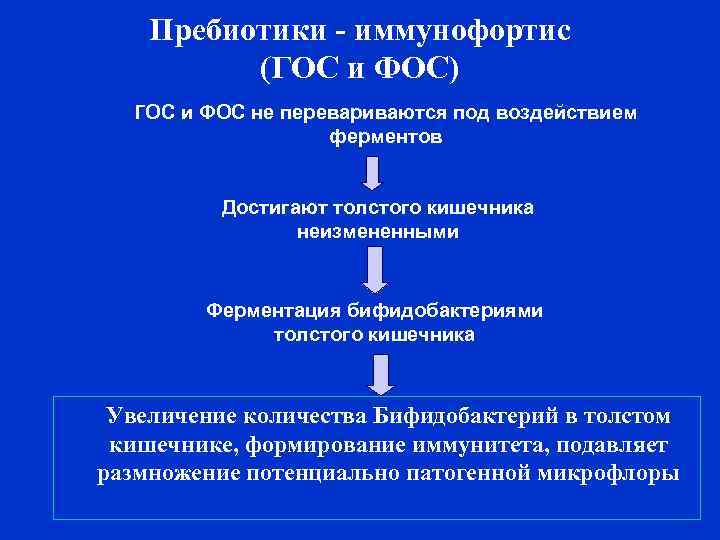 Пребиотики - иммунофортис (ГОС и ФОС) ГОС и ФОС не перевариваются под воздействием ферментов