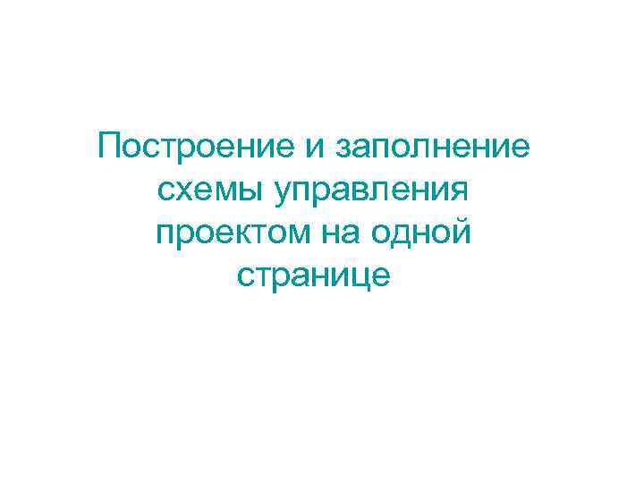 Построение и заполнение схемы управления проектом на одной странице 