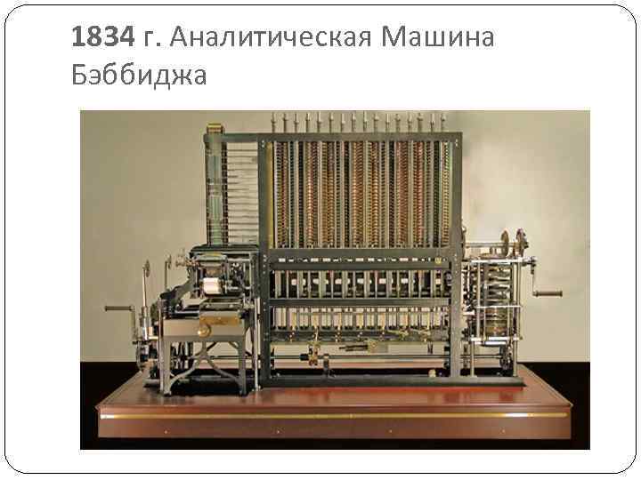 1834 г. Аналитическая Машина Бэббиджа 