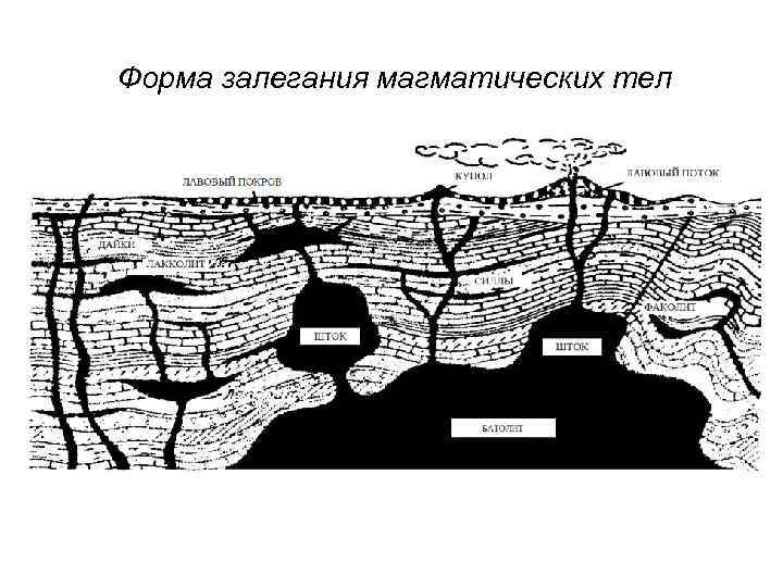 Форма залегания магматических тел 