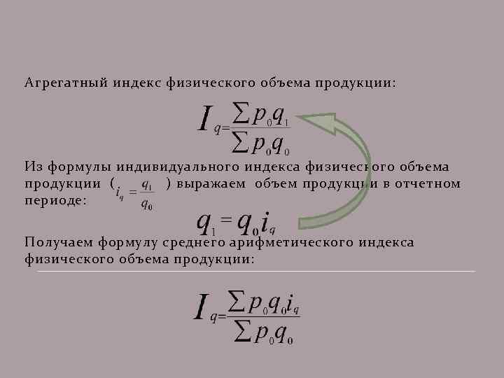 Агрегатные индексы физического объема товарооборота