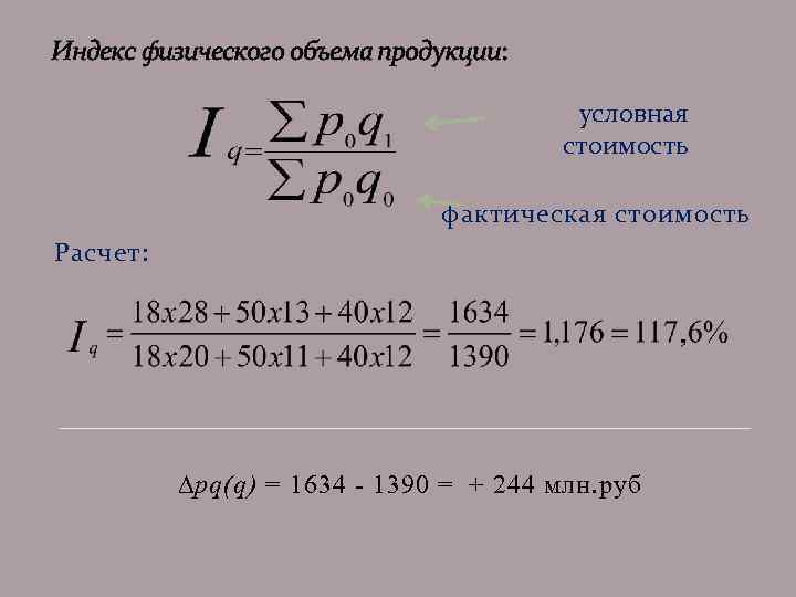 Определить объем продукции формула