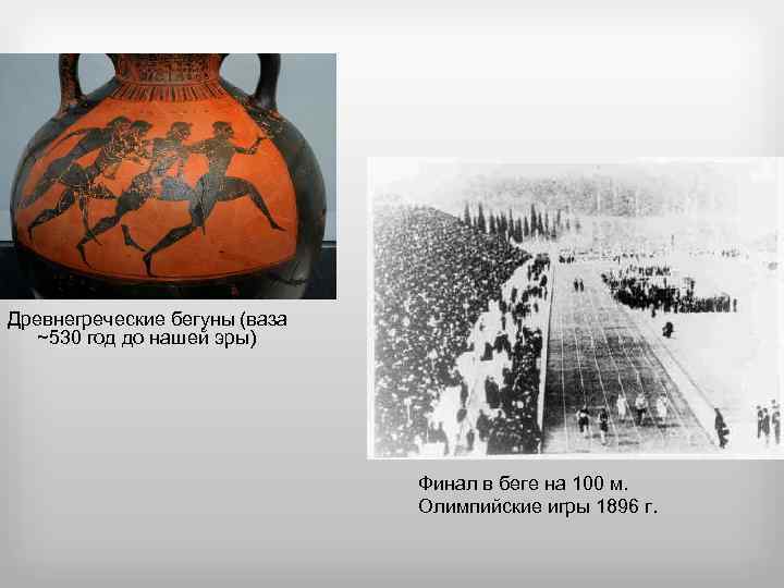 Древнегреческие бегуны (ваза ~530 год до нашей эры) Финал в беге на 100 м.