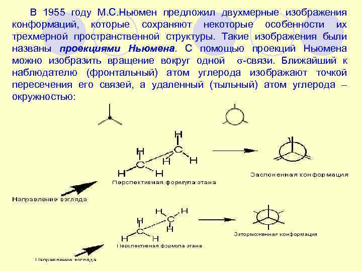 В 1955 году М. С. Ньюмен предложил двухмерные изображения конформаций, которые сохраняют некоторые особенности