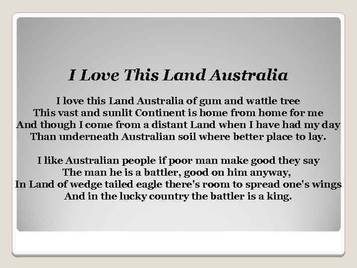 I Love This Land Australia I love this Land Australia of gum and wattle