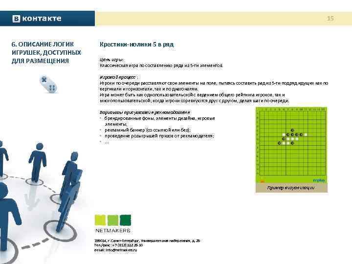 15 6. ОПИСАНИЕ ЛОГИК ИГРУШЕК, ДОСТУПНЫХ ДЛЯ РАЗМЕЩЕНИЯ Крестики-нолики 5 в ряд Цель игры: