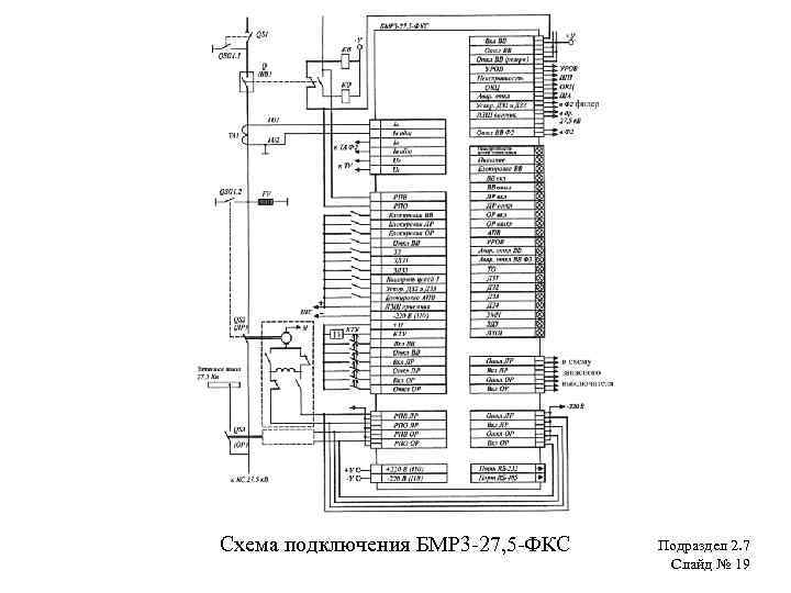 Схема подключения БМР 3 -27, 5 -ФКС Подраздел 2. 7 Слайд № 19 