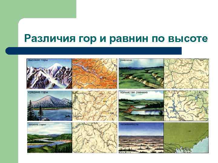 Различия гор и равнин по высоте 