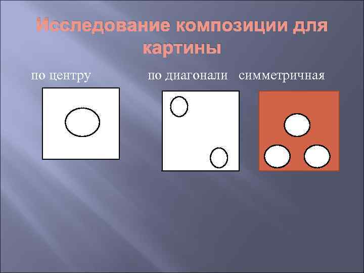  Исследование композиции для  картины по центру    по диагонали 