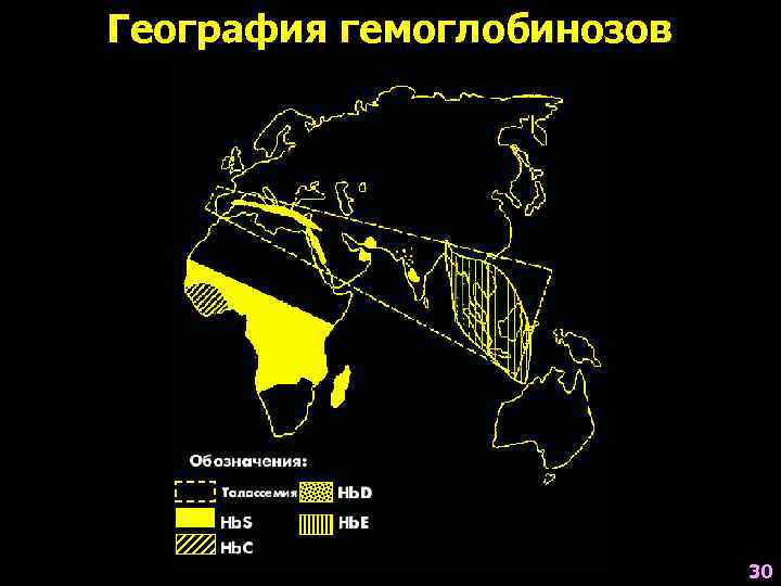 География гемоглобинозов      30 