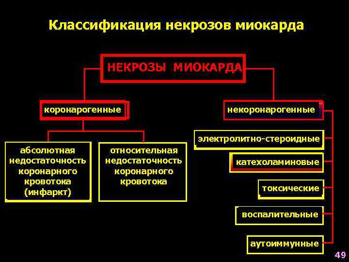   Классификация некрозов миокарда     НЕКРОЗЫ МИОКАРДА   коронарогенные