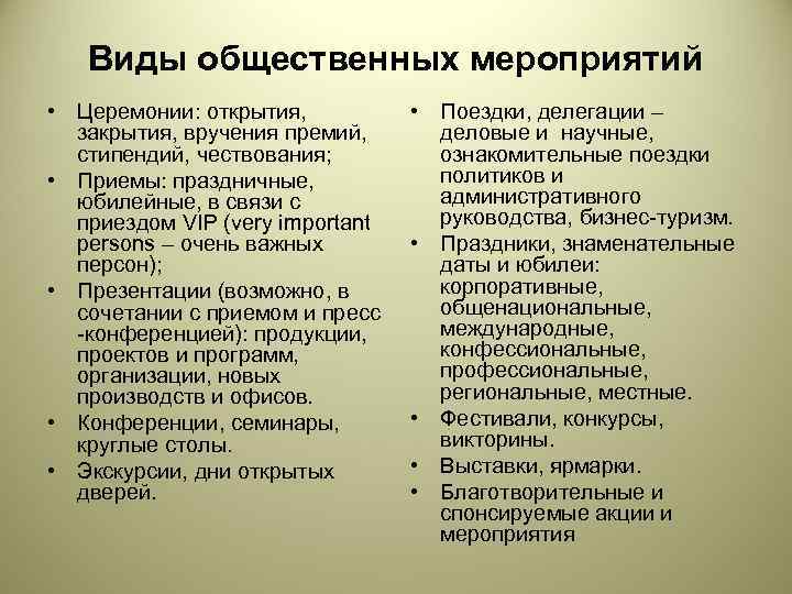 Типы мероприятий. Виды общественных мероприятий. Общественные события примеры. Общественные мероприятия примеры.