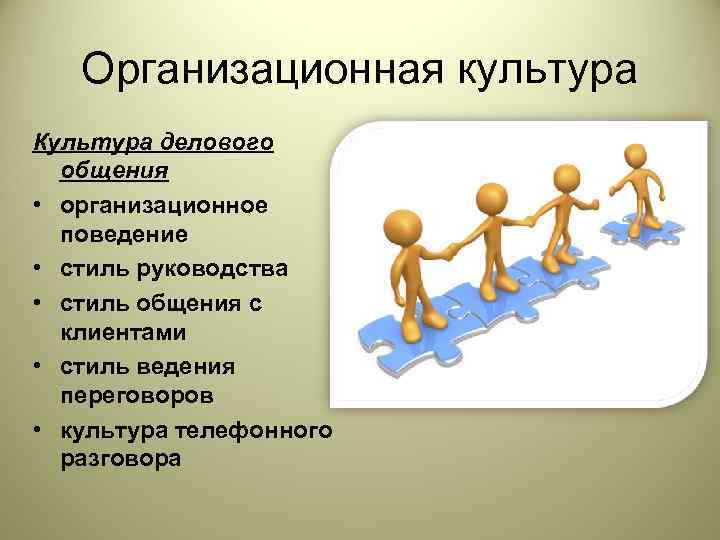   Организационная культура Культура делового  общения • организационное  поведение • стиль