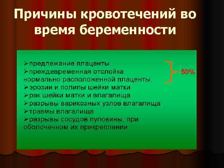 Причины кровотечений во  время беременности 