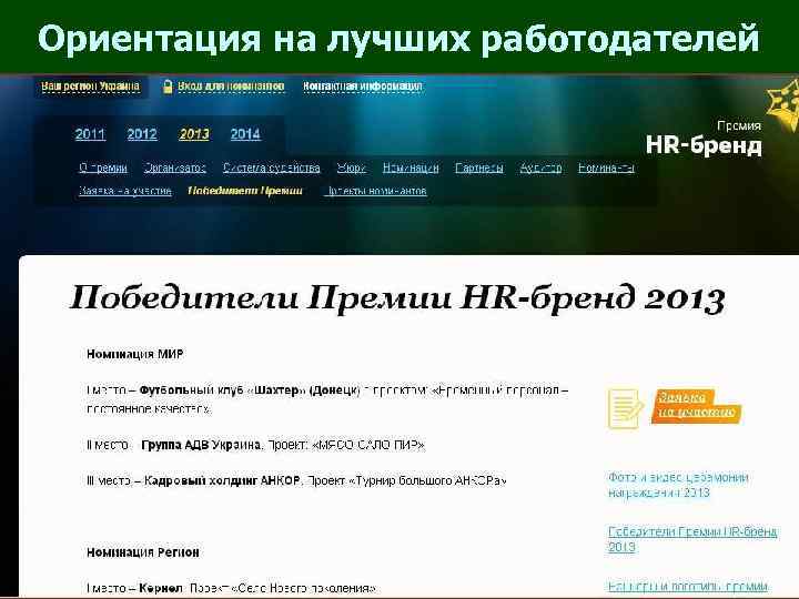Ориентация на лучших работодателей 