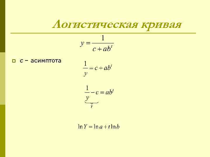    Логистическая кривая p  c – асимптота 