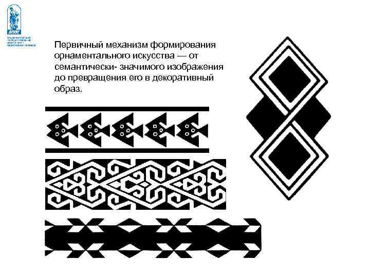 Первичный механизм формирования орнаментального искусства — от семантически- значимого изображения до превращения его в Первичный механизм формирования орнаментального искусства — от семантически- значимого изображения до превращения его в