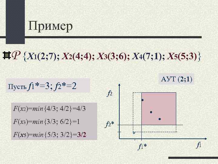Пример Р {Х 1(2; 7); Х 2(4; 4); Х 3(3; 6); Х 4(7; Пример Р {Х 1(2; 7); Х 2(4; 4); Х 3(3; 6); Х 4(7;